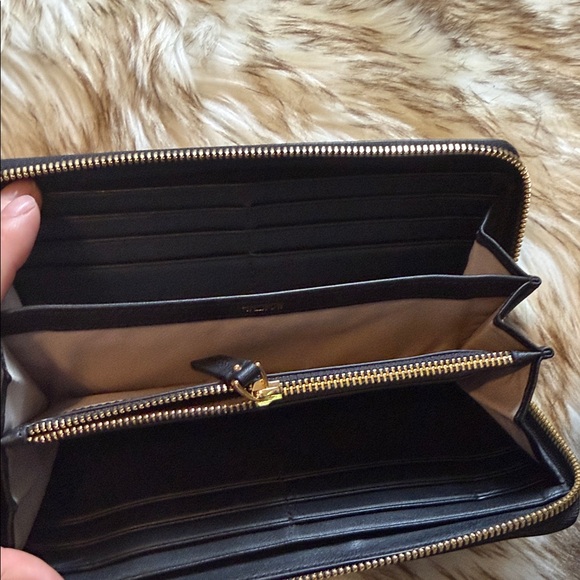 Tumi Black Leather Clutch with Gold Detail - Picture 10 of 10